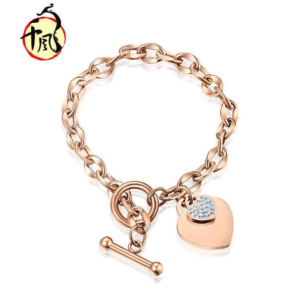 

fashion magazine love inlaid diamond temperament rose gold bracelet ot clasp korean elegant lady's hand accessories, Golden;silver