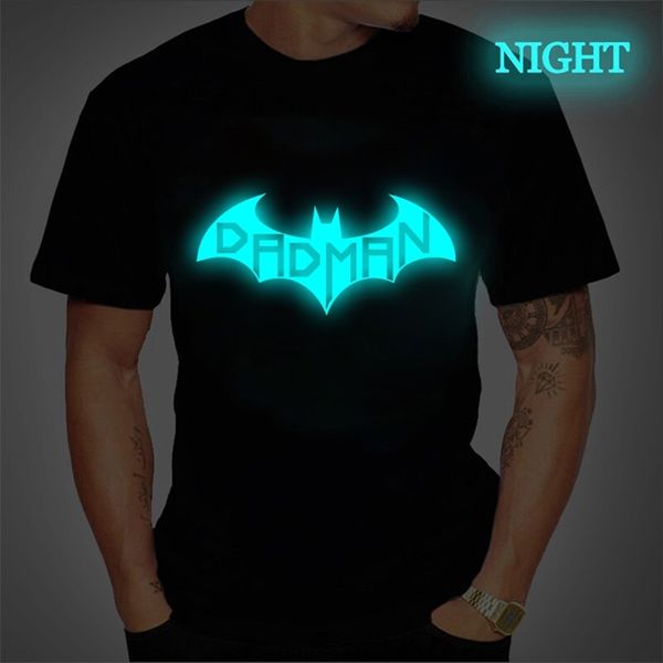 Homens de alta qualidade de verão S O NECK RADE HIP HOP Casual Super Dadman Bat Hero imprimindo luminosa camiseta camiseta Homme 220613