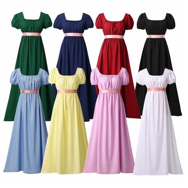 Figurino do tema do vestido da regência feminina Bola de traje histórico vintage Jane Austen Dress Bridgerton Kate Sharma High Salia do Tea Party Vestido