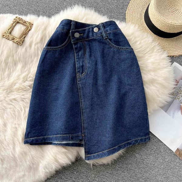 

two piece dress 2022 niche denim skirt women's summer korean version ins design sense high waist thin hip wrap short trend oeih, White
