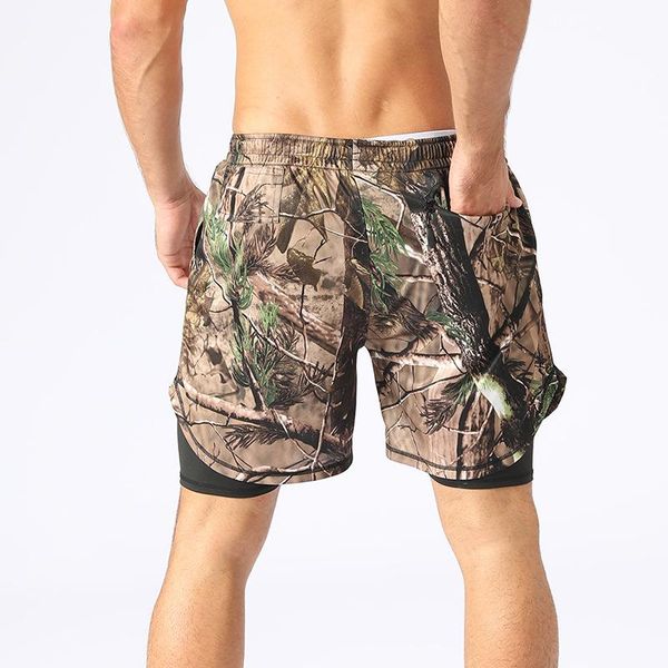 

men's shorts 2 in 1 running men summer casual fitness quick dry built-in pockets bodybuilding camouflage tactical short, White;black
