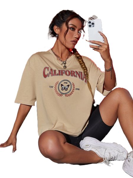 

butterfly and letter graphic drop shoulder tee n1dd#, White