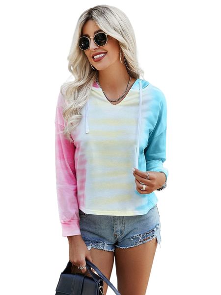 

tie dye drawstring hoodie i044#, Black