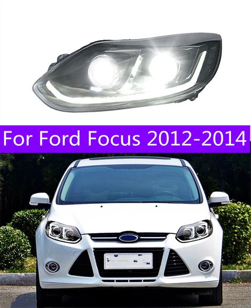 Lampada frontale a fascio abbagliante per Ford Focus Faro a LED 2012-2014 DRL Luci di guida Streamer Indicatori di direzione Fari Accessori