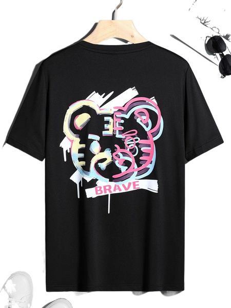 

men cartoon & letter graphic tee b6zy#, White;black