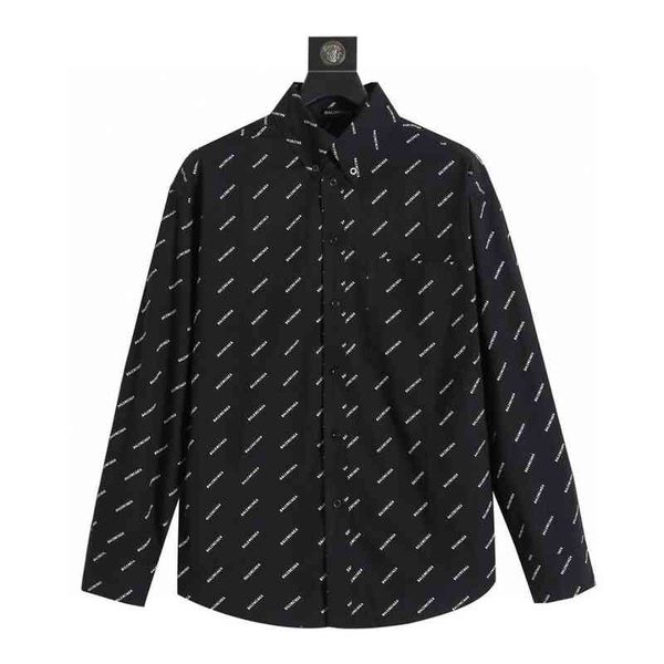 

balenciga street fashion shirt [go to bed early]paris bb family black and white grey classic full screen long sleeved, White;black