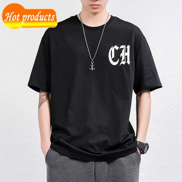 

factory direct selling tide brand clothes wholesale 5 4 sleeve men's summer thin short t-shirt fashion youth top, White;black