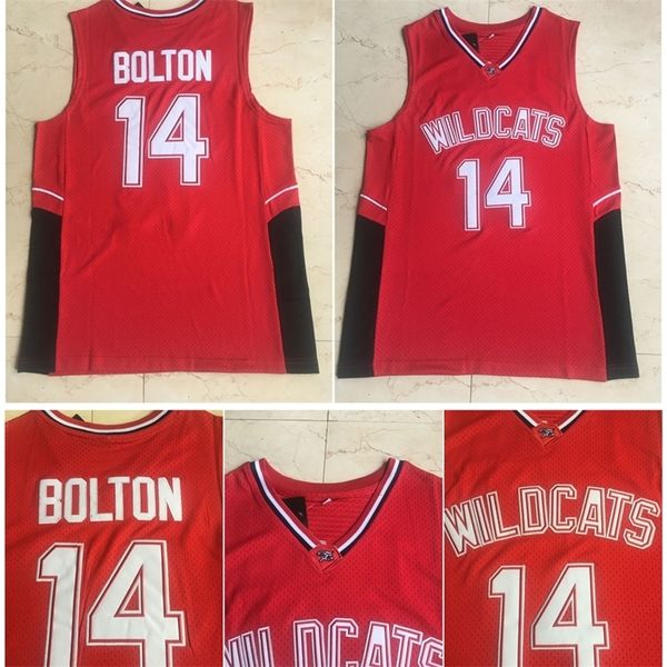 NC01 Top Quality 1/14 Troy Bolton Jersey Wildcats High School College Basketball Rosso 100% Cucito Taglia S-XXXL