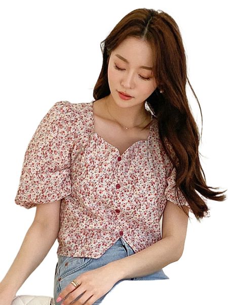 

dazy ditsy floral puff sleeve blouse t1ob#, White