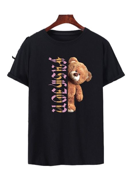 

men bear & letter graphic tee q0tc#, White;black