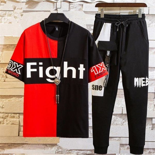 Fight Fashion Styles Completi da uomo Vestiti hip-hop Streetwear Summer Outfit T-shirt e pantaloni maschili Due pezzi Set hip-hop Casual LJ201117