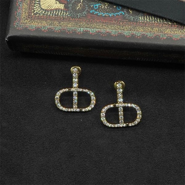 

60% off shop online full diamond letter niche design sense net red live broadcast with goods the same earrings, Golden