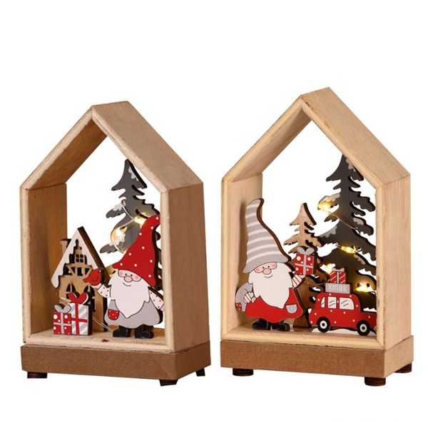 Decorazione per feste Foresta Santa Cabina luminosa Ornamenti da tavolo in legno Decorazioni creative per oggetti di scena di artigianato d'arte per interni domestici