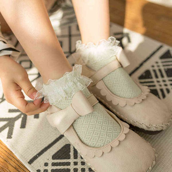 Frühling Mädchen Socken Herbst Kinder Spitze Baby Prinzessin Kleine Baumwolle Volants Tretch Socke L220716