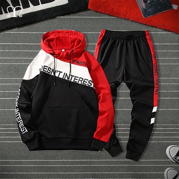

tracksuit men two pieces set fashion mens sportswear hip hop hoodie pants male sweatsuit clothes ropa hombre 2020 plus size lj201125, Gray