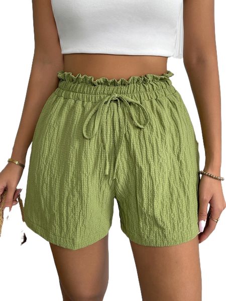 

paper bag waist wide leg shorts e6ha#, White;black