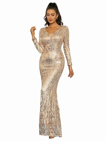 

missord tie backless mermaid hem sequin formal dress 26b5#, Black;gray