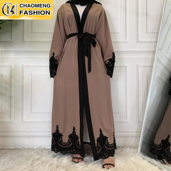 Roupas étnicas Moda do Oriente Médio Ramadã renda de renda longa cardigã muçulmano para mulheres dubai abaya maxi túmulo kimono pano islâmico turco