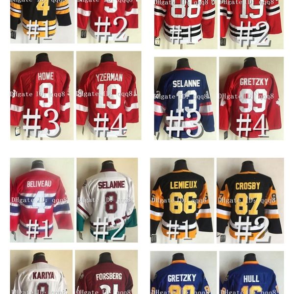 Maglia da hockey vintage per bambini Lemieux Sidney Wayne Gretzky Alex Ovechkin Teemu Selanne Bobby Orr Jaromir Jagr Pavel Bure Gordie