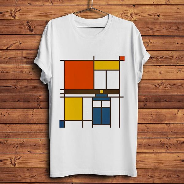 Erkek Tişörtleri Piet Mondrian Neoplastiklik Sanatçısı T Shirt Erkekler Yaz Beyaz Gündelik Homme Serin UNISEX SOKAK GİYESİ TSHIRT