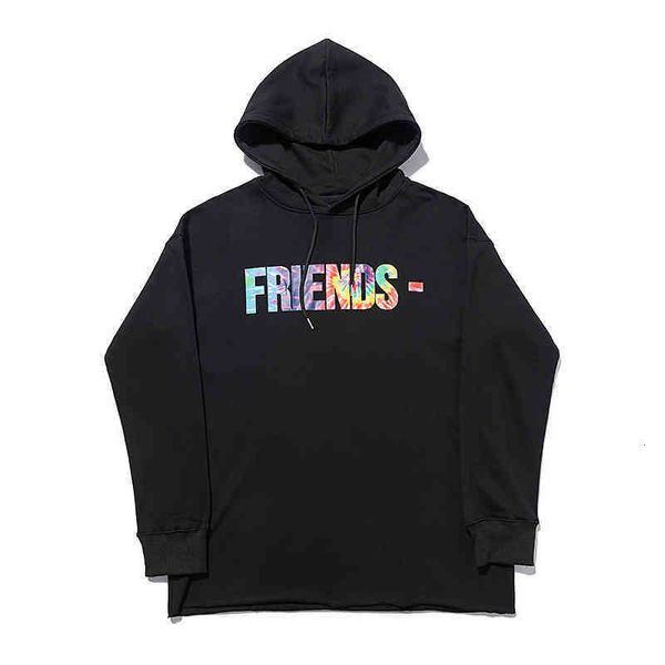 

mens hooded vlones trendy color letters friends print hoodie and women's large v loose pullover hoodie hoodies jackets coats, Black