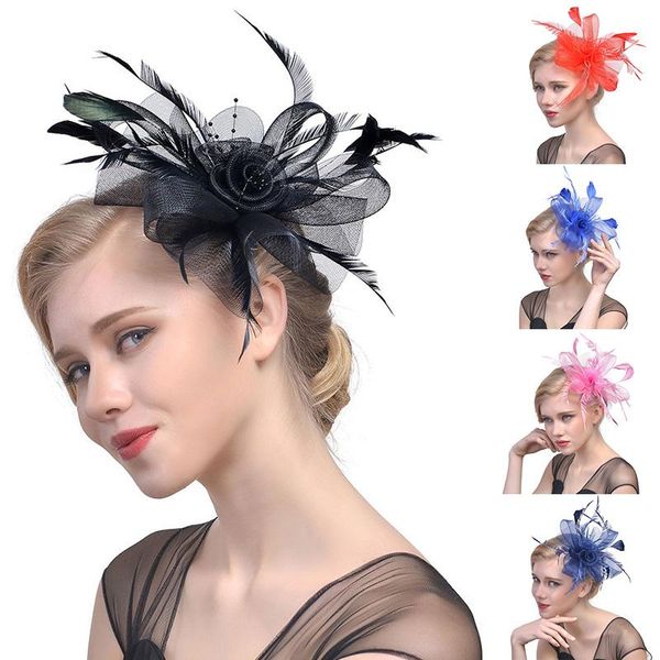 Берец вечеринка головная повязка шпира сетка сетка лента Fedores Ladies Classic Classiceed Elegant Elegant Banket Banquet Top Hatberets