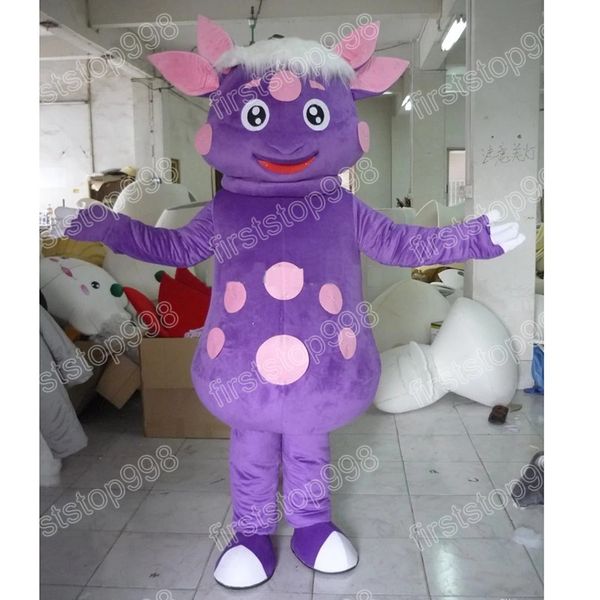 Halloween Purple Sheep Mascot Costume Cartoon Anime Personagem Adultos Tamanho do Natal Publicidade ao ar livre Terno