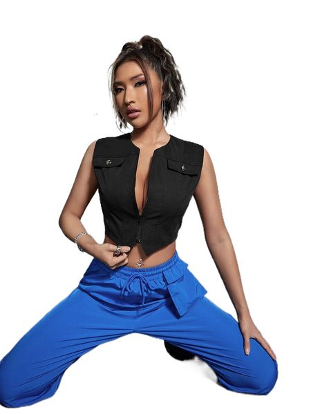 

zip up flap detail tank b1j2#, White