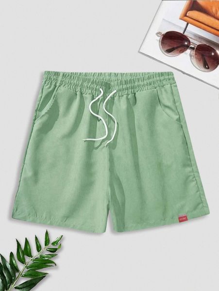 

men letter patched detail drawstring waist shorts t892#, White;black