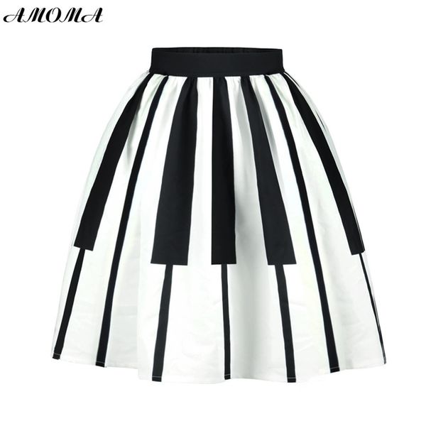 

amoma women 3d print ball gown casual colorful skirt piano y200326, Black