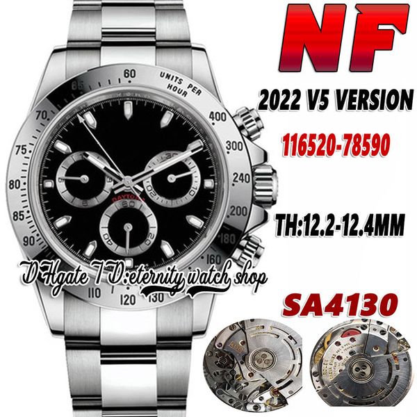 

2022 nf v5 th:12.4mm bc116520 mens watch cal.4130 nf4130 chronograph automatic black dial ss 904l stainless bracelet and case super eternity, Slivery;brown