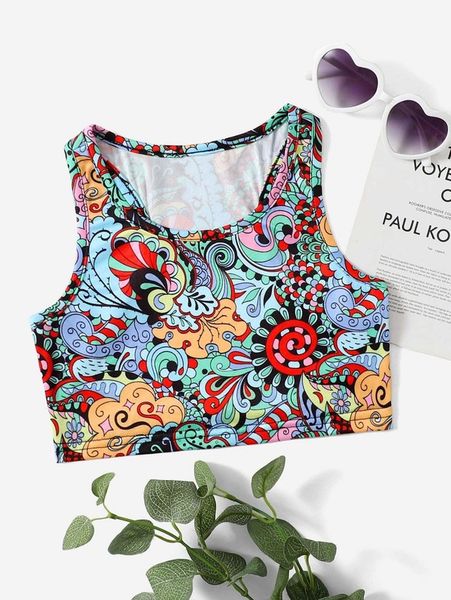 

toddler girls floral tank she, Blue