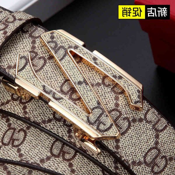 

men's 2022 new leather durable automatic buckle young handsome fashionable men's pants belt, Black;brown
