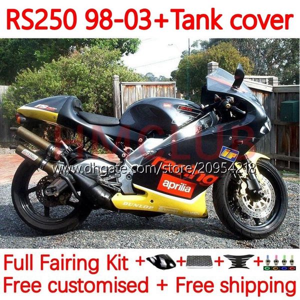 Verkleidungen + Tankdeckel für Aprilia RSV250RR RS-250 RSV250 RS RSV 250 RSV-250 98-03 159Nr.7 RS250 RR 1998 1999 2000 2001 2002 2003 RS250R 98 99 00 01 02 03 Karosserien schwarz gelb