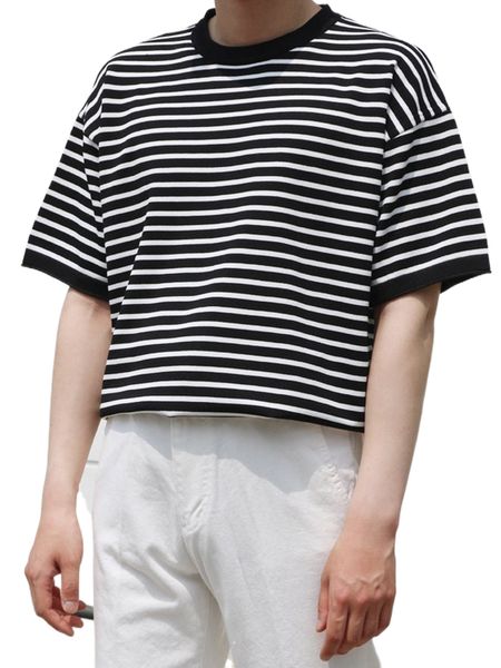 

dazy men striped print drop shoulder tee x0qm#, White;black