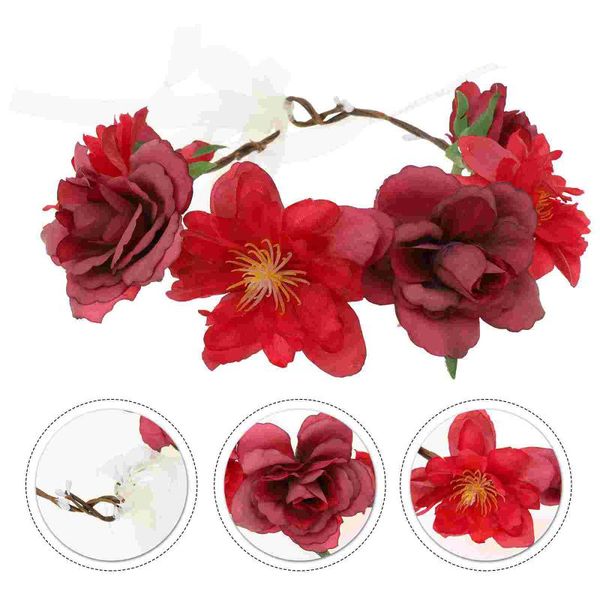 Flores decorativas grinaldas de floresta de fita de cabeça da cabeça da cabeça da coroa de coroa de coroa de casamento de casamento de cabelo de noiva Fakedecorative