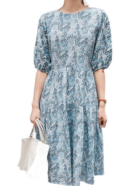 

dazy allover plants ruffle hem dress j4xo#, Black;gray
