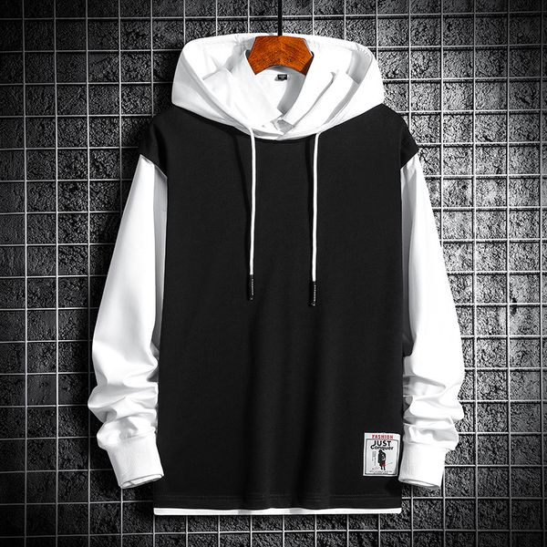 

mode skateboard hoodies sweatshirts 2021 mannen casual lente herfst zwarte kleren oversize m-4xl hiphop patchwork streetwear l220730, Black