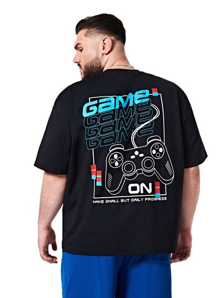 

extended sizes men letter graphic tee b6t2#, White;black