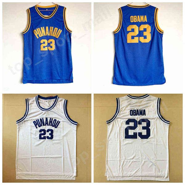 

punahou 23 barack obama jersey men high school college obama basketball jerseys team blue color white away sport, Black