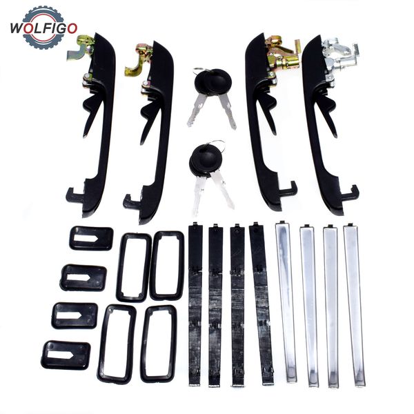 

wolfigo car front rear left right outer door handle with keys for vw golf jetta mk1/mk2 derby polo 191837205 191837206 193839205