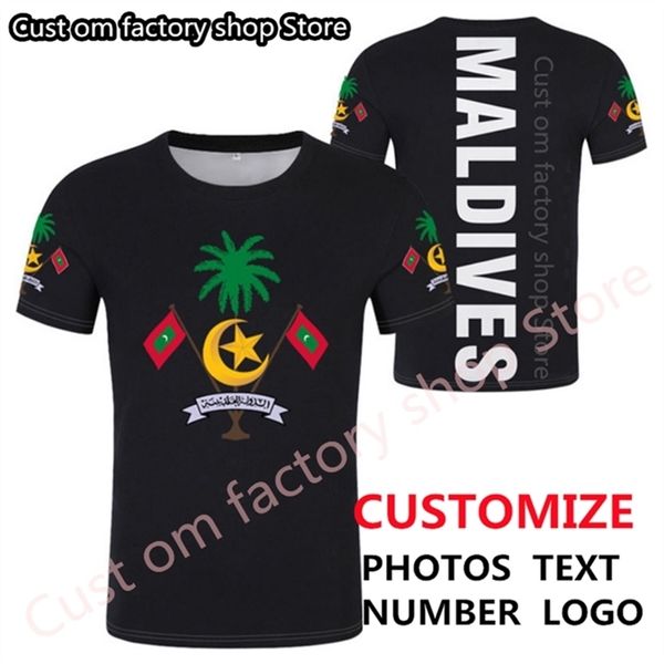 Maldivler T Shirt Ücretsiz DIY Özel Adı Numarası MDV T Shirt Nation Flag MV Dhivehi Ülke Baskı P O Metin Solunum Giysileri 220620