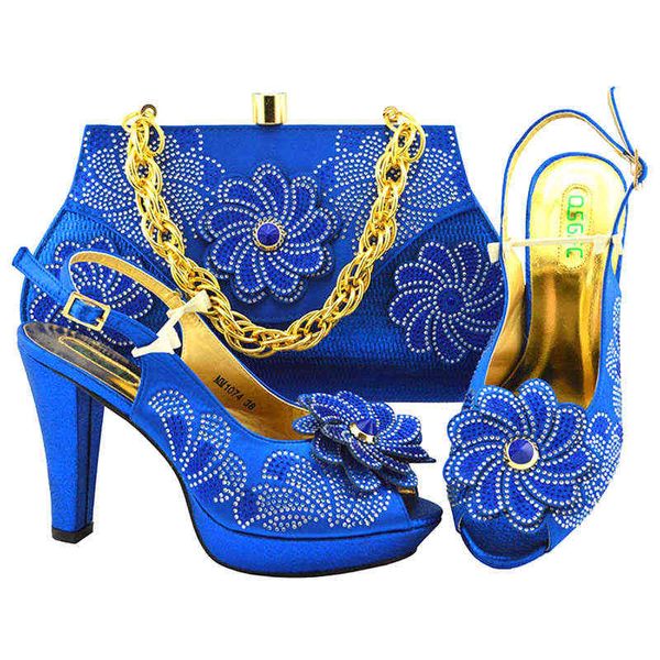 Торговые туфли модные дамы и сумки, соответствующие лимонному зеленому цвету африканский и набор итальянского дизайна Свадьба Лето 220722