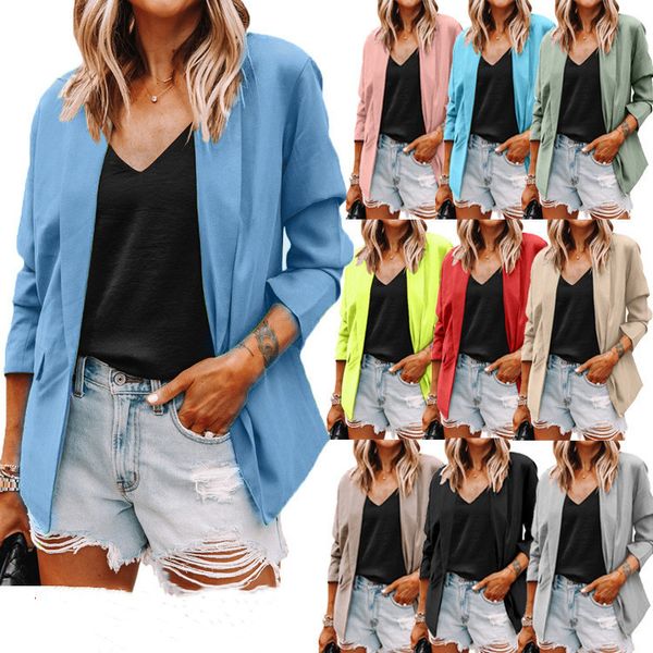 Blazer Mode Revers Slim Fit Jacke Strickjacke Plus Größe Solide Plain Business Maßgeschneiderte Anzug Mantel Femme Mujer Dames Casual Büro Übergroßen Blazer BC70