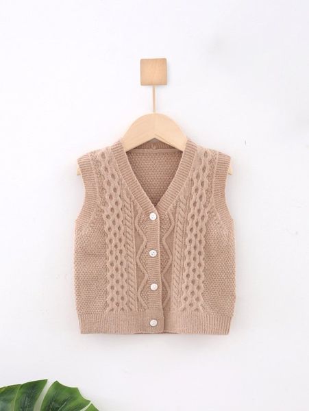 

toddler boys cable knit v-neck sleeveless cardigan she01, Blue