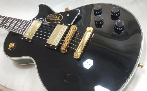 kundenspezifische schwarze Farbe E-Gitarre Palisander Griffbrett Bindung Zubehör Gold Gitarrenteile