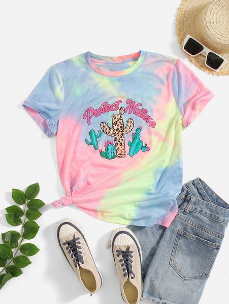 

tie dye & letter graphic tee o9ha#, White