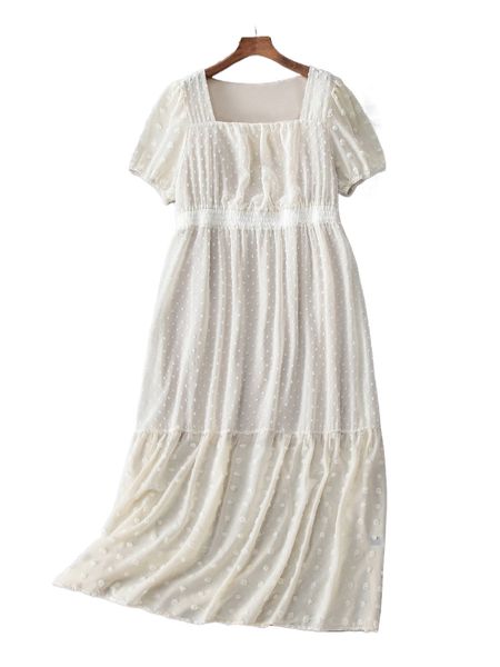 

plus swiss dot shirred ruffle hem dress l4dr#, Black