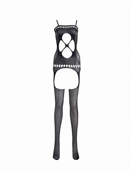 

chevron cut-out body stocking s489#, White;black