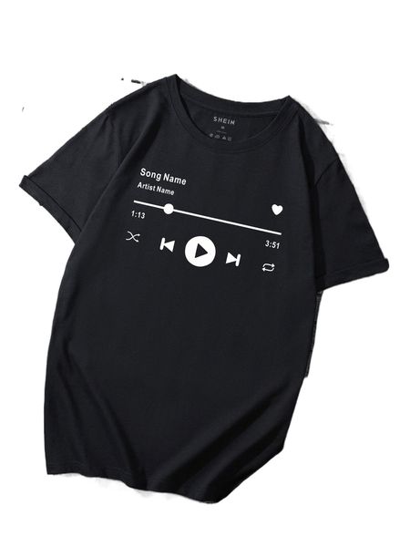 

men heart & letter graphic tee t0lt#, White;black